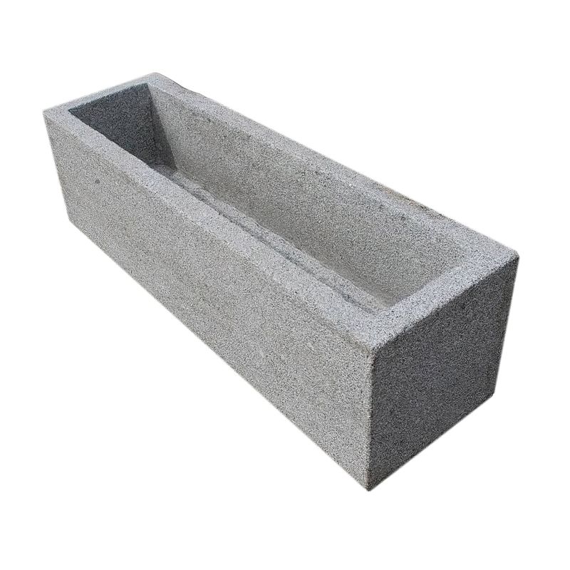 Bac à fleurs rectangulaire moderne en pierre grise pour jardin
