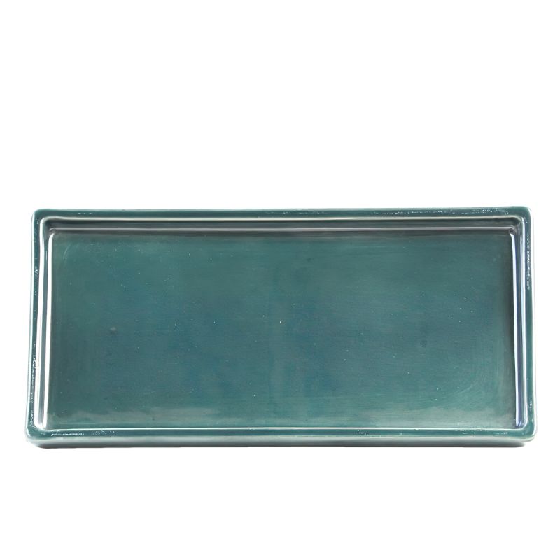 Tavolo da giardino rettangolare verde in ceramica, decorazione moderna per giardino