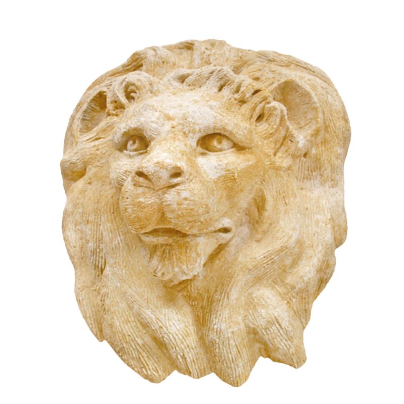 Testa di leone decorativa in pietra per abbellire il giardino