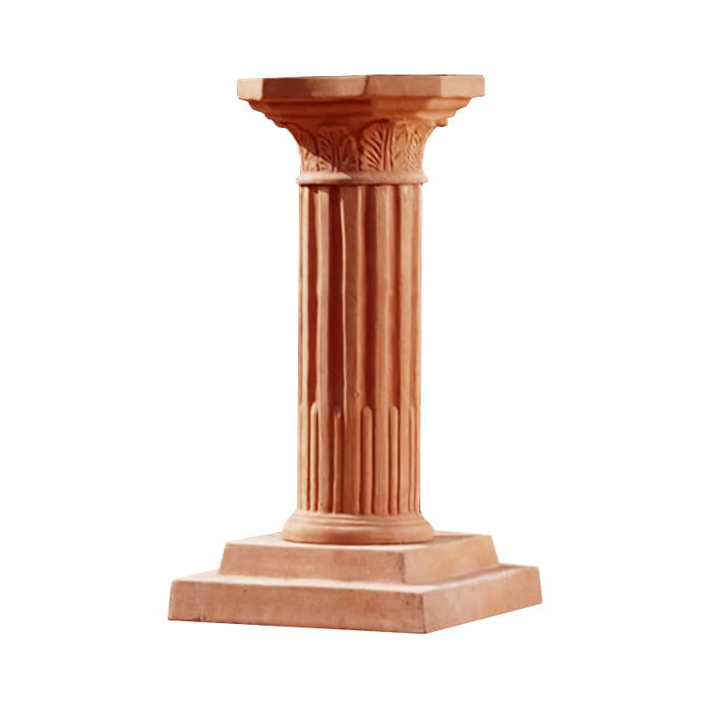 Colonne de jardin en terre cuite avec structure cannelée et socle carré pour décoration de jardin