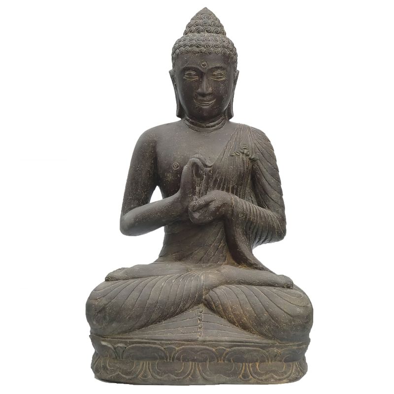 Statua dettagliata di Buddha in posizione di meditazione per decorazione da giardino