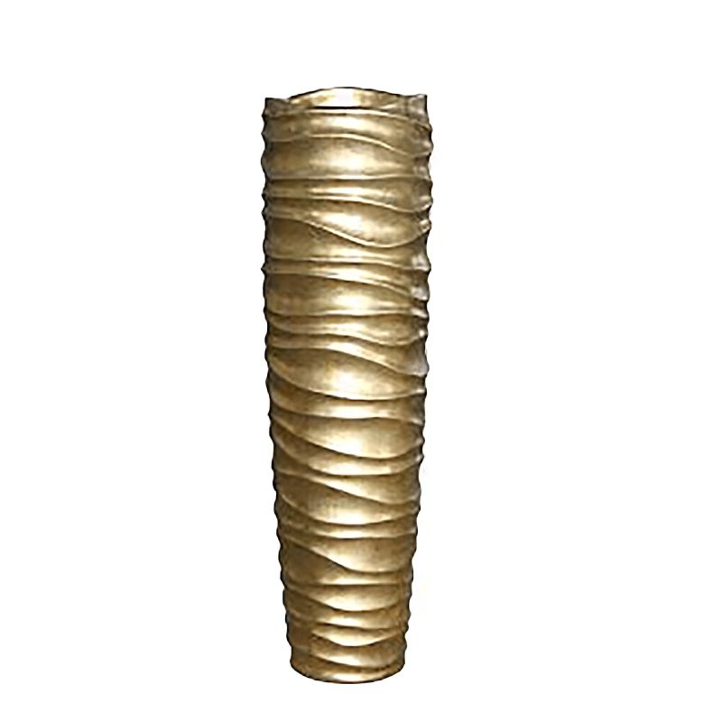 Vase doré haut avec motif ondulé pour décoration de jardin
