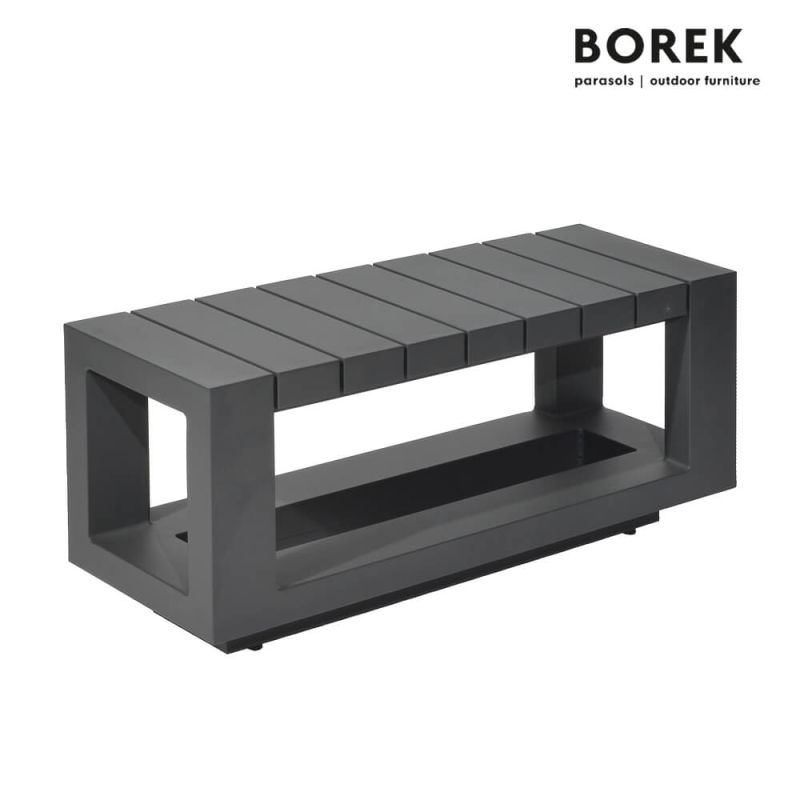 Table de jardin anthracite simple avec forme rectangulaire et étagère inférieure ouverte