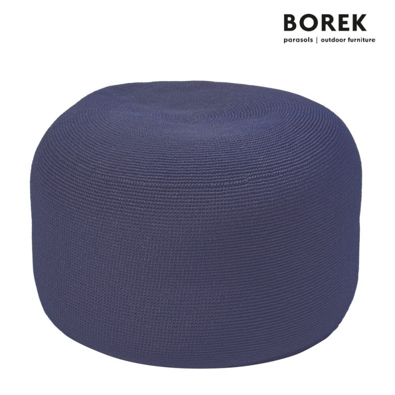 Pouf rotondo blu scuro in materiale resistente alle intemperie per il giardino