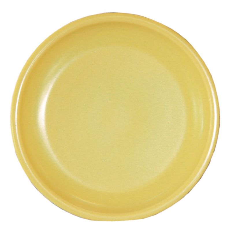 Assiette ronde jaune en céramique pour tables de jardin