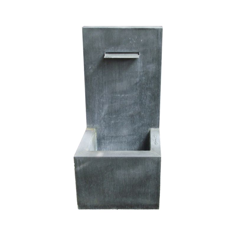 Fontaine de jardin rectangulaire moderne en pierre grise avec écoulement d'eau simple