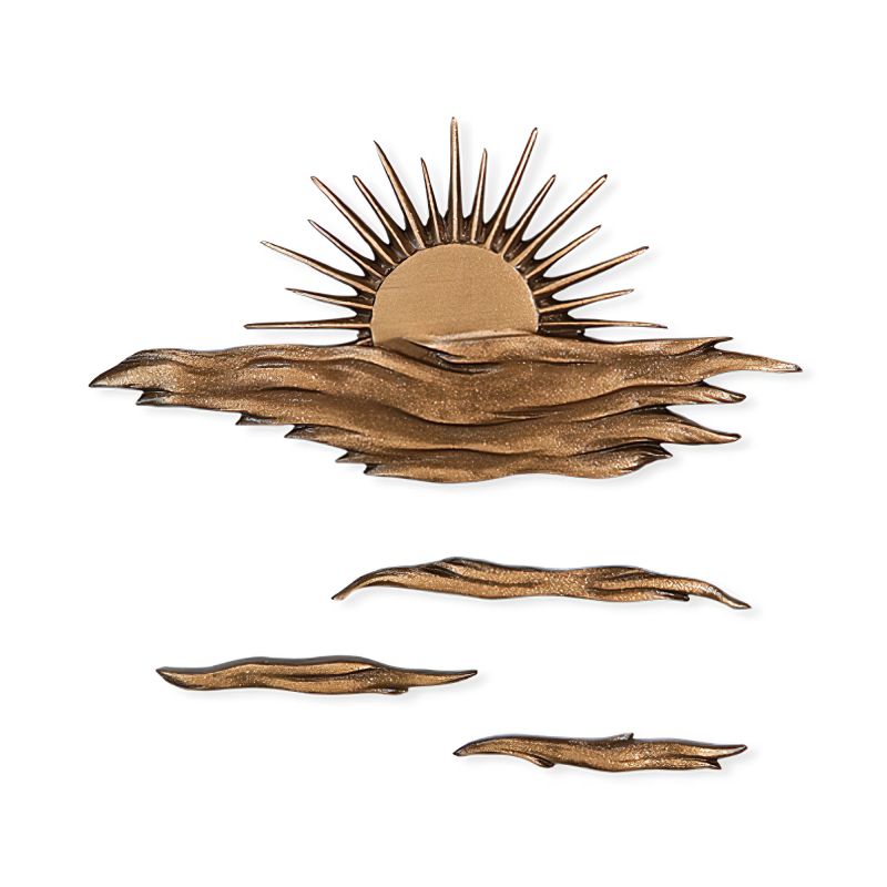Decorazione da parete in metallo con sole e onde, perfetta per il giardino