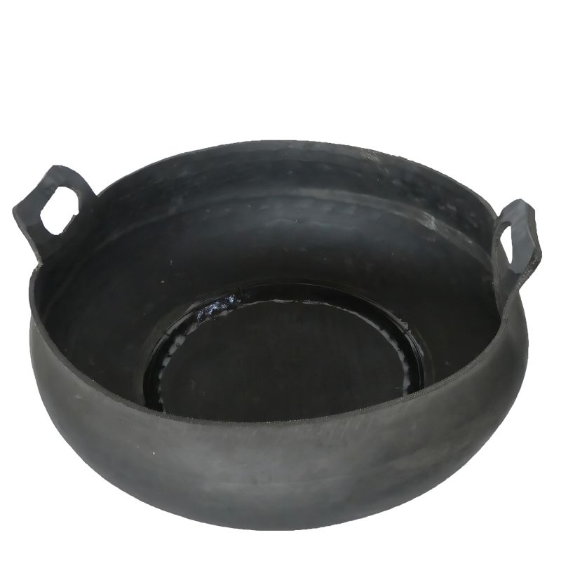 Cendrier noir en métal avec deux poignées, parfait pour la décoration de jardin