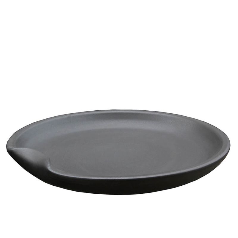 Piatto da giardino rotondo nero con beccuccio, ideale per mobili e decorazioni da giardino