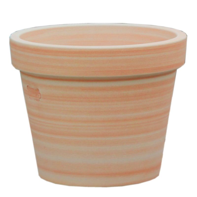 Vaso rotondo in terracotta come decorazione da giardino