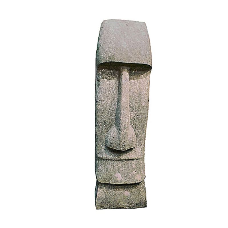Grande sculpture en pierre avec visage Moai comme décoration de jardin