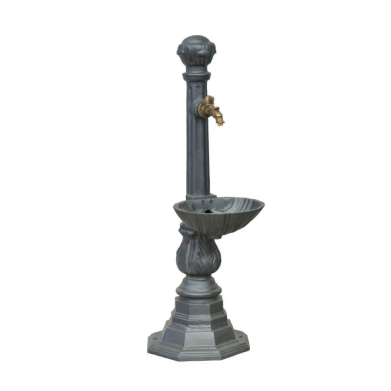 Fontana da giardino in ghisa con rubinetto e design antico