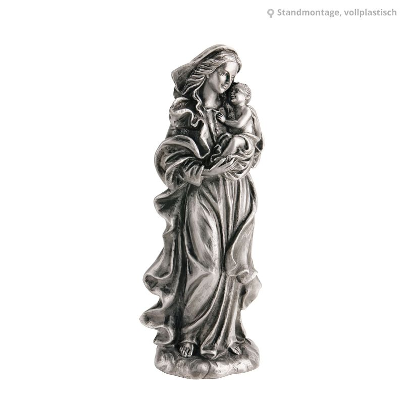 Élégante statue en métal d'une femme tenant un enfant, idéale pour le jardin