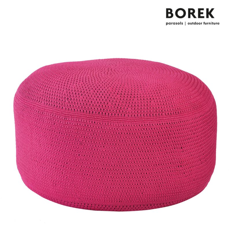 Pouf rotondo rosa per giardino in tessuto resistente alle intemperie