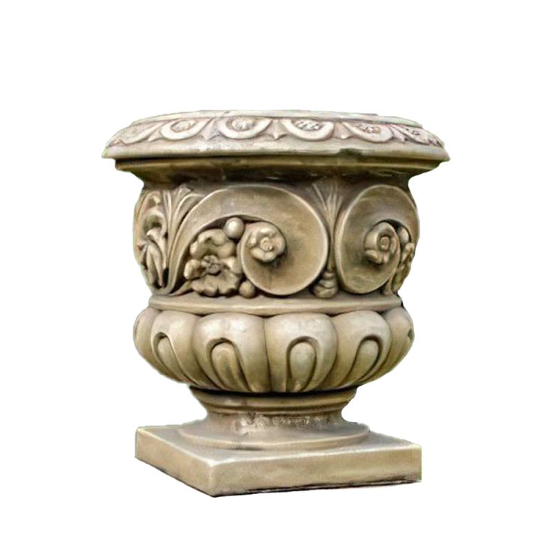 Pot en pierre orné de motifs classiques pour jardin