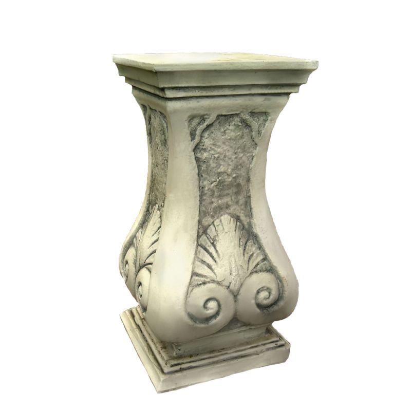 Socle en pierre blanc avec motifs floraux pour décoration de jardin