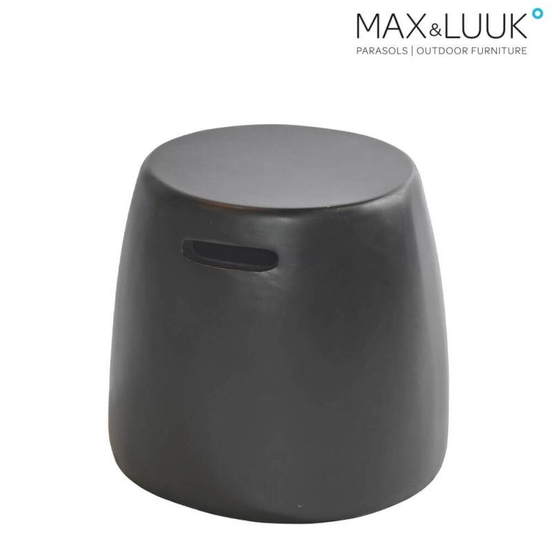 Tabouret rond noir pour jardin ou terrasse, meuble d'extérieur élégant
