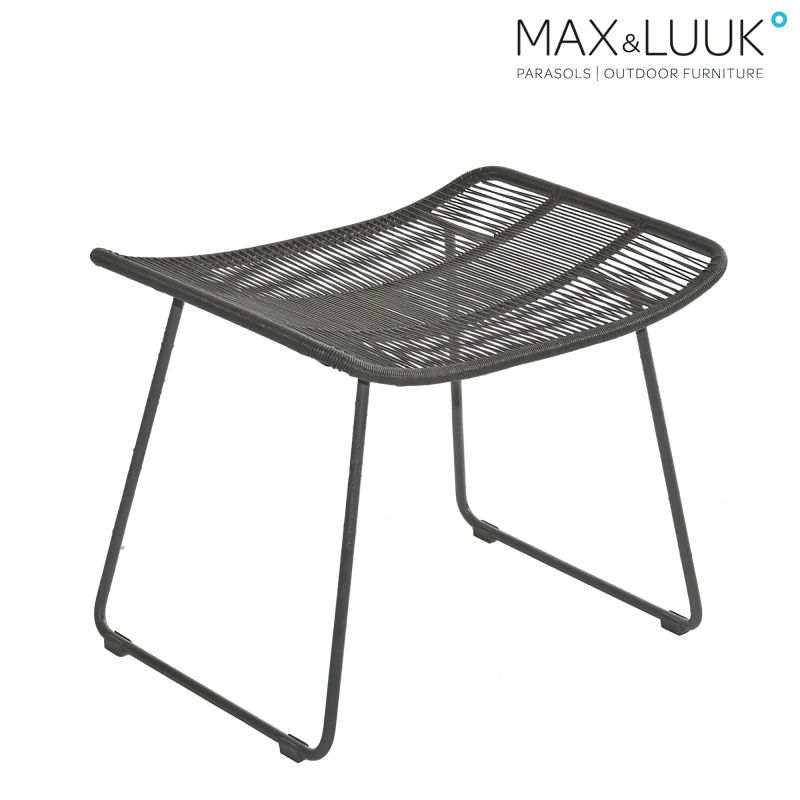 Tabouret de jardin noir en métal au design moderne, idéal pour l'extérieur