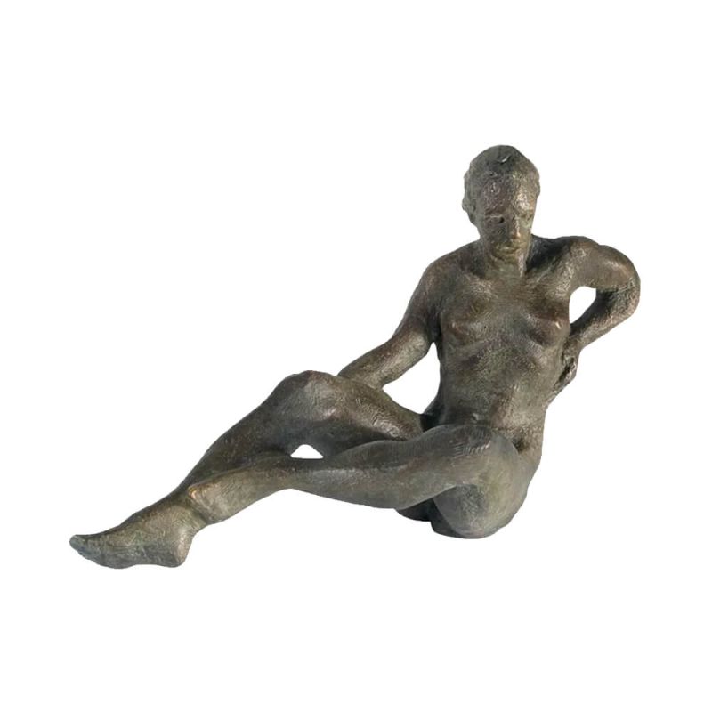 Sculpture en bronze brun représentant une femme allongée, décoration de jardin exclusive