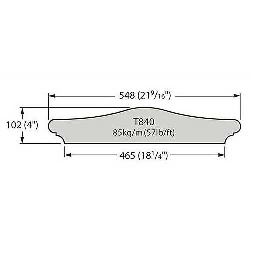 Dimensions et spécifications d'un profil de table de jardin en millimètres et pouces