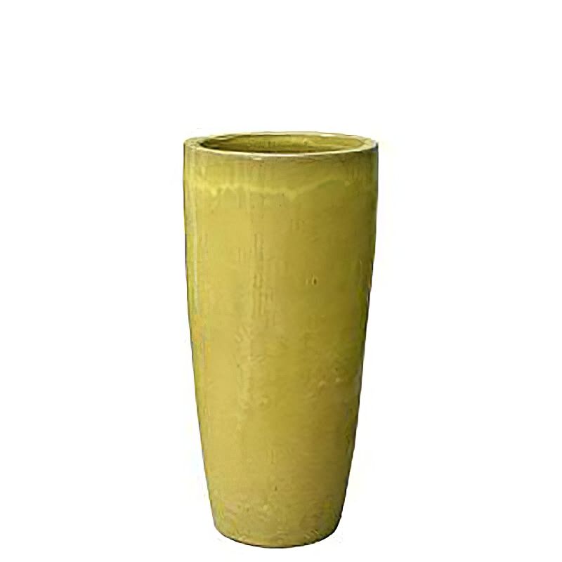 Grand pot de fleurs jaune en terre cuite pour décoration de jardin