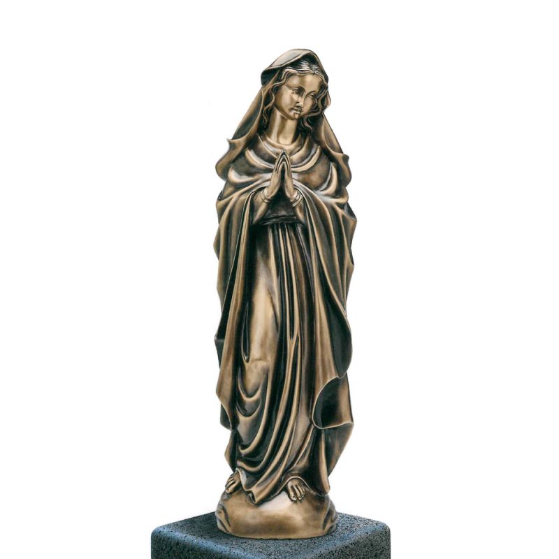 Figura in bronzo di donna in preghiera su base come decorazione elegante per il giardino
