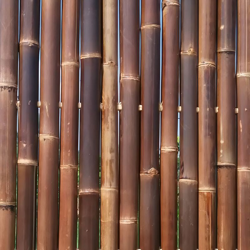 Gros plan d'une clôture en bambou utilisée comme décoration de jardin