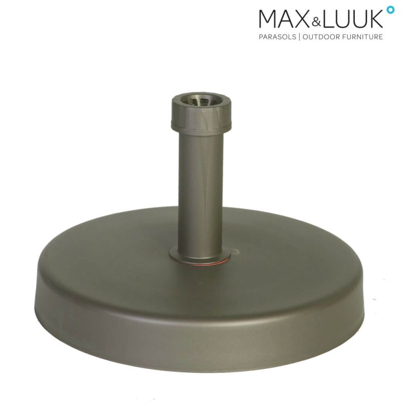 Base tonda in metallo di colore grigio neutro, ideale per esterni