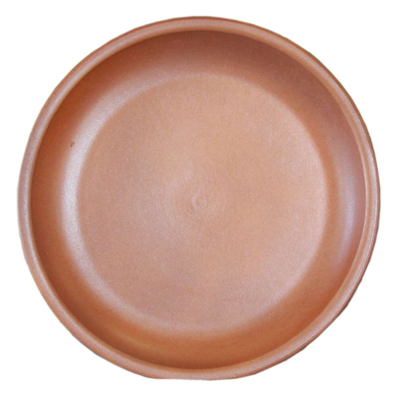 Sous-pot rond en terre cuite brune pour pots de fleurs de jardin