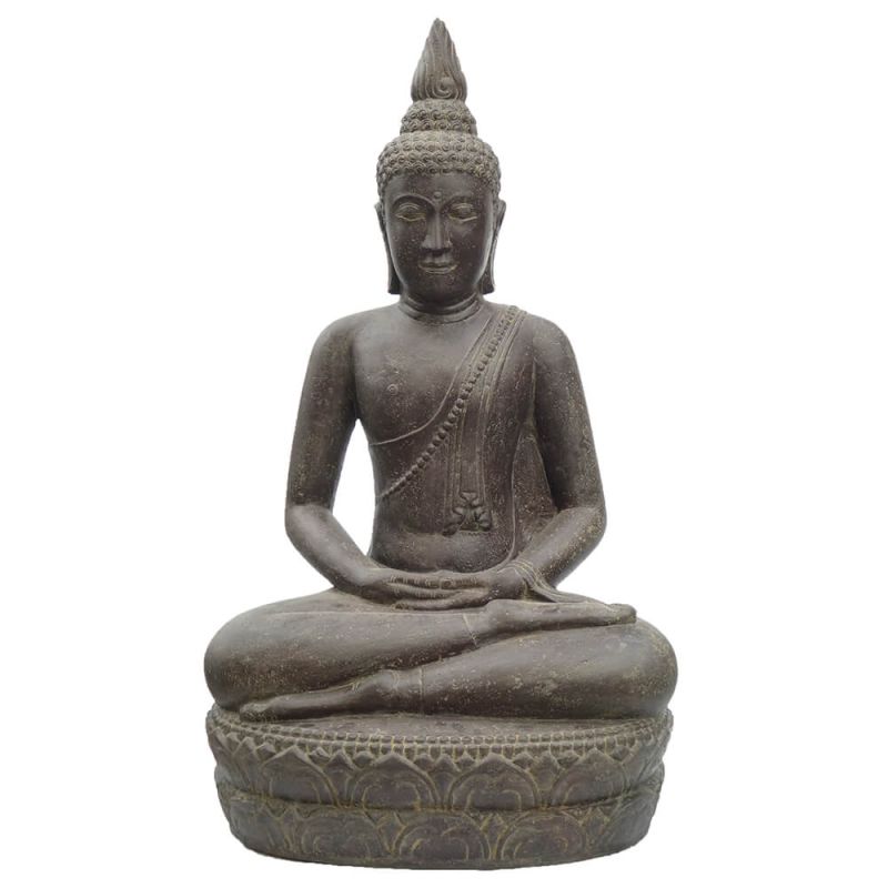 Statua di Buddha in pietra in posizione meditativa per decorazione da giardino