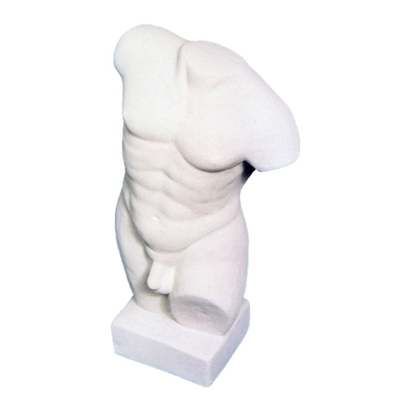 Statue de jardin en marbre blanc représentant un torse masculin sans tête ni bras