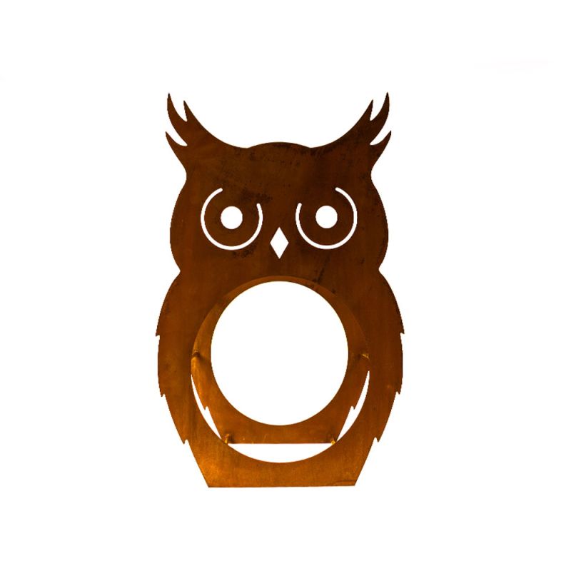 Figure de hibou rouillée avec découpe, décoration de jardin idéale
