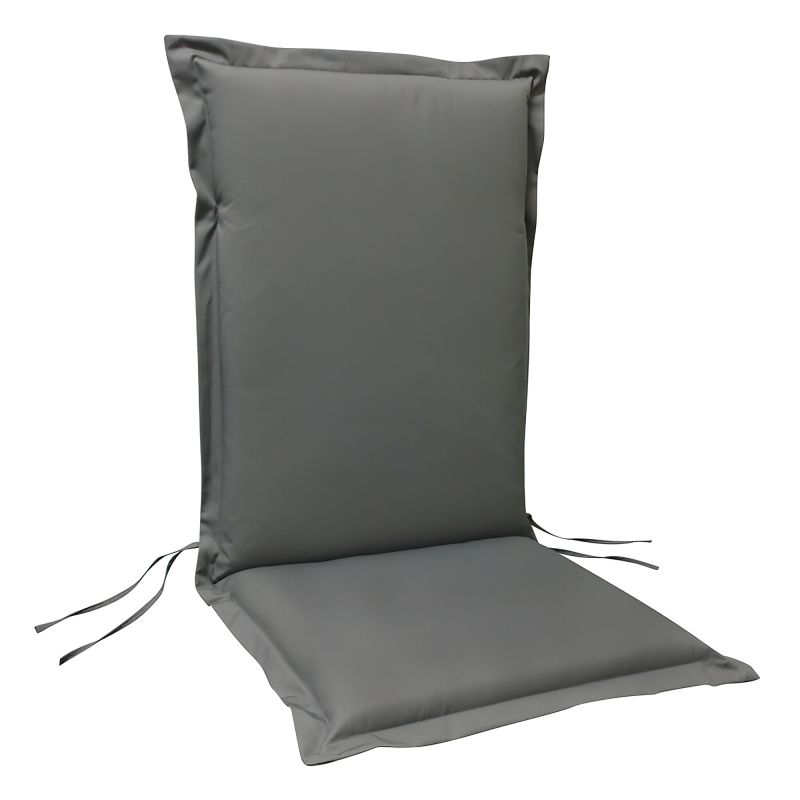 Cuscino grigio per sedia da giardino con lacci da legare