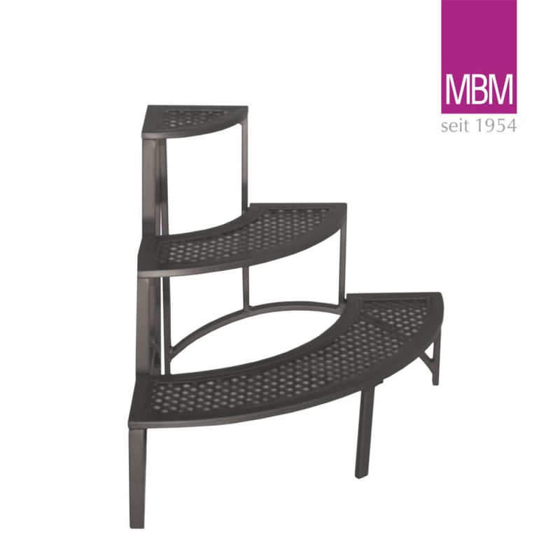 Étagère d'escaliers en métal noir à trois niveaux, parfaite pour décoration de jardin et plantes