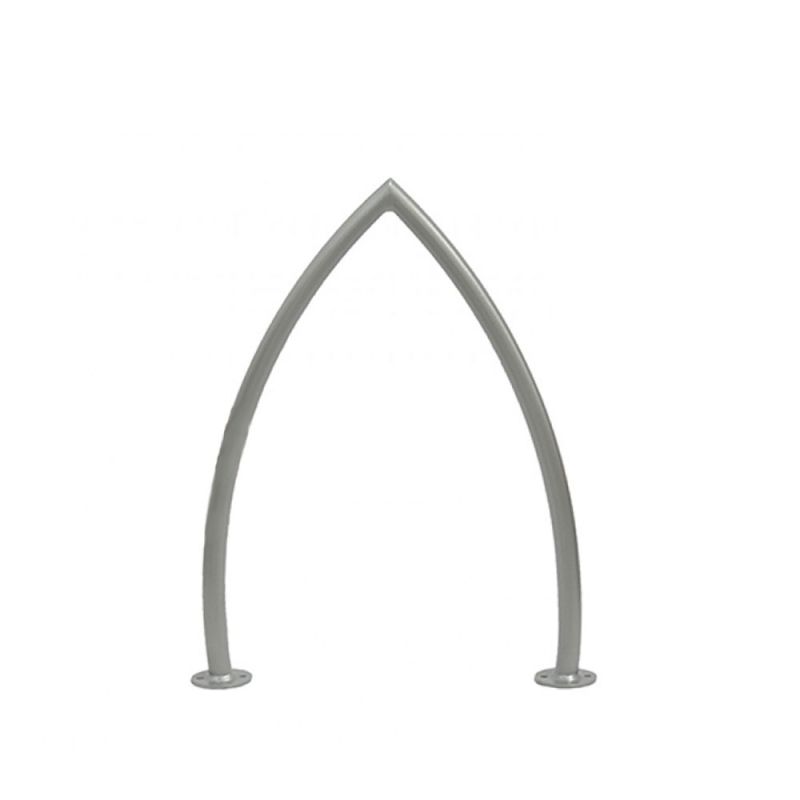 Arc de jardin rond gris en métal sur fond blanc