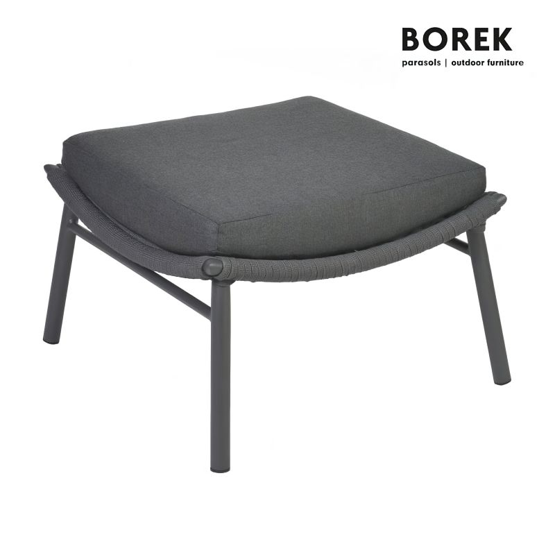 Repose-pieds moderne avec coussin gris et cadre en métal pour le jardin