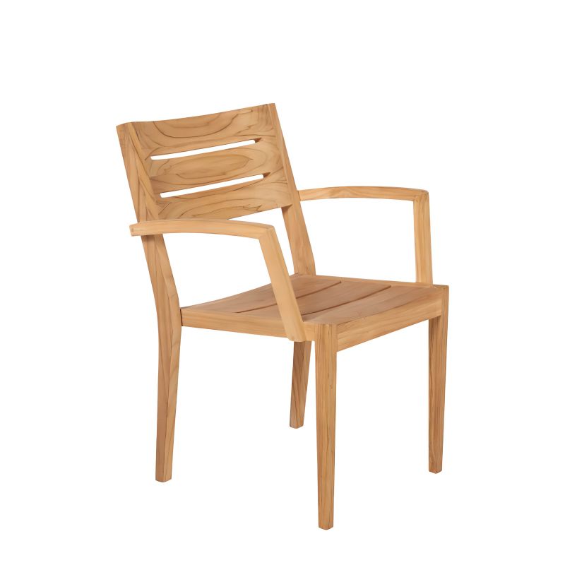 Chaise de jardin moderne en bois avec accoudoirs, parfaite pour l'extérieur