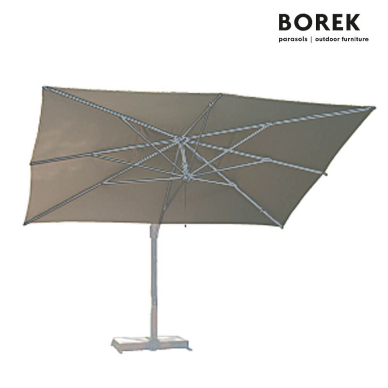Ombrellone da giardino moderno con base stabile e tetto rettangolare grigio