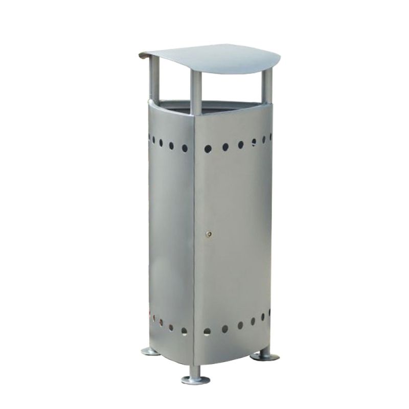 Cendrier de jardin en métal gris avec toit de protection